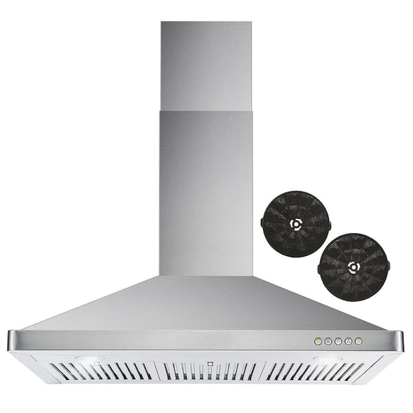 Cosmo 36 in. Ductless Wall Mount Range Hood in Stainless Steel with LED Lighting and Carbon Filter Kit for Recirculating