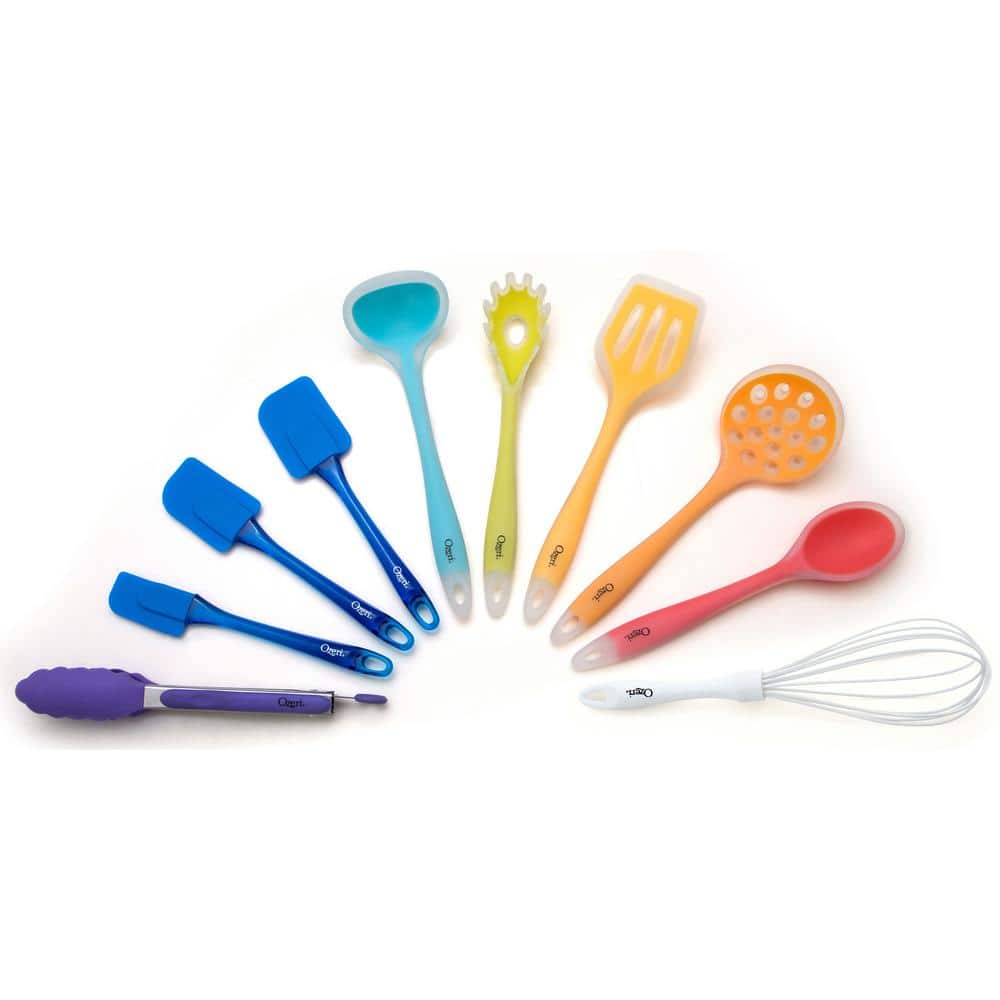 Ozeri 11-Piece Multicolor Silicone Kitchen Utensil Set with Holder