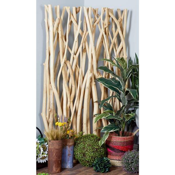 Litton Lane Brown Teak Wood Driftwood Screen