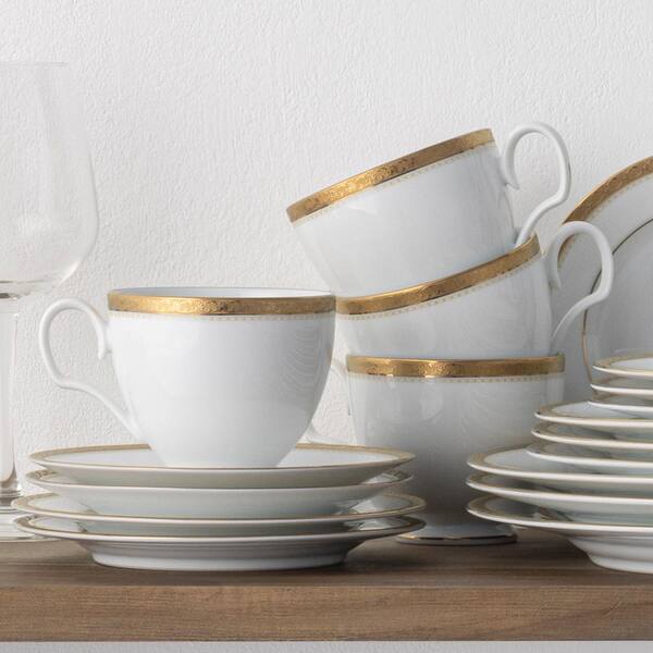 Noritake Charlotta Gold 6 in. (Gold) Porcelain Saucers, (Set