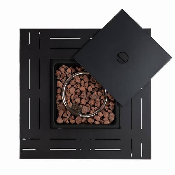 28 in. Metal Outdoor Propane Fire Pit Table 40000BTU Fire