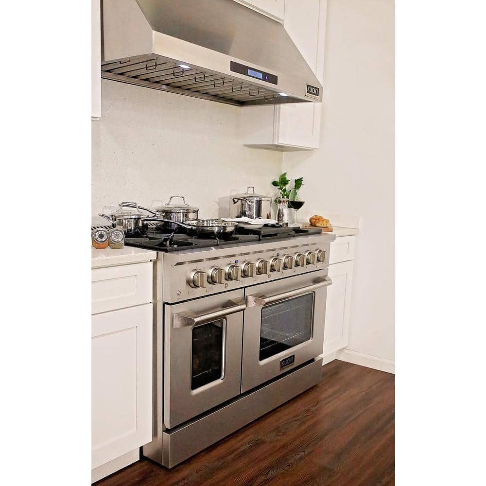 48" Stainless Steel Freestanding Natural Gas Range with Double Oven and Griddle