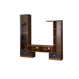 Empire 71 in. Brown Wood Entertainment Center with 2 Drawer Fits TVs Up to 44 in. with Storage Doors