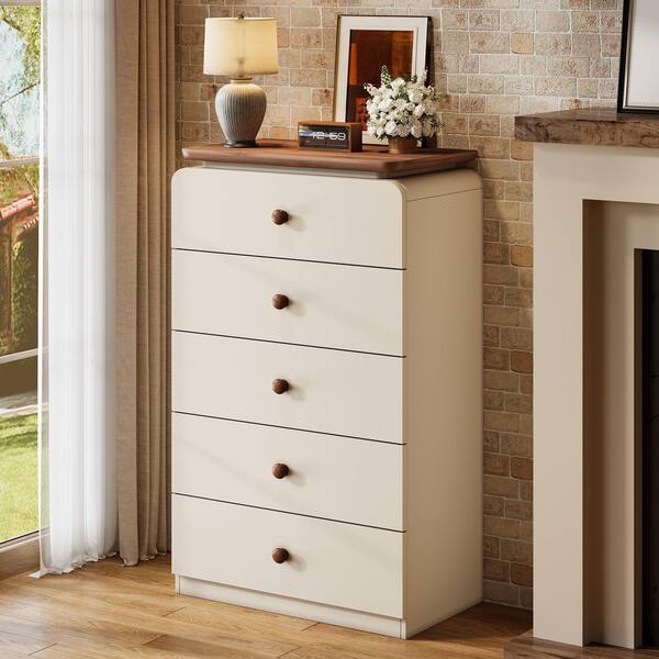 beige 5 drawer dresser 18 inch wide Cielden Chest