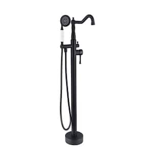 Single-Handle Freestanding Tub Faucet with Hand Shower in Matte Black