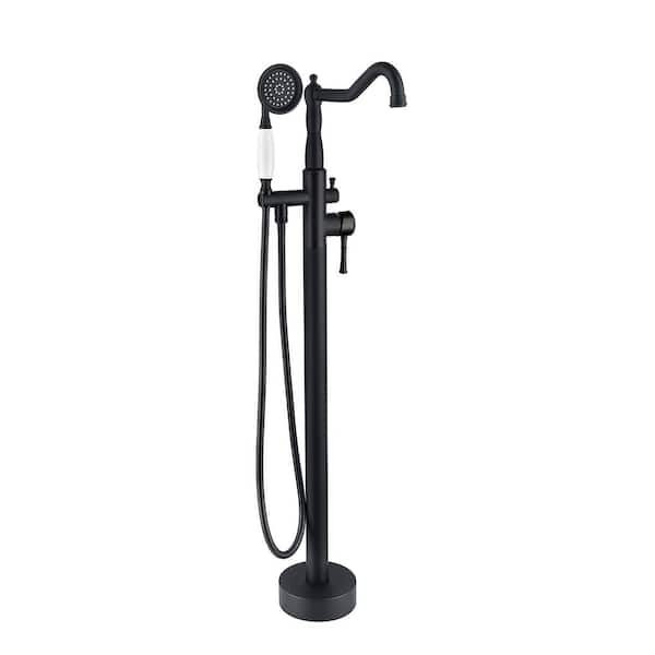 Satico Single Handle Freestanding Tub Faucet With Hand Shower In Matte Black Jl0033w46 The