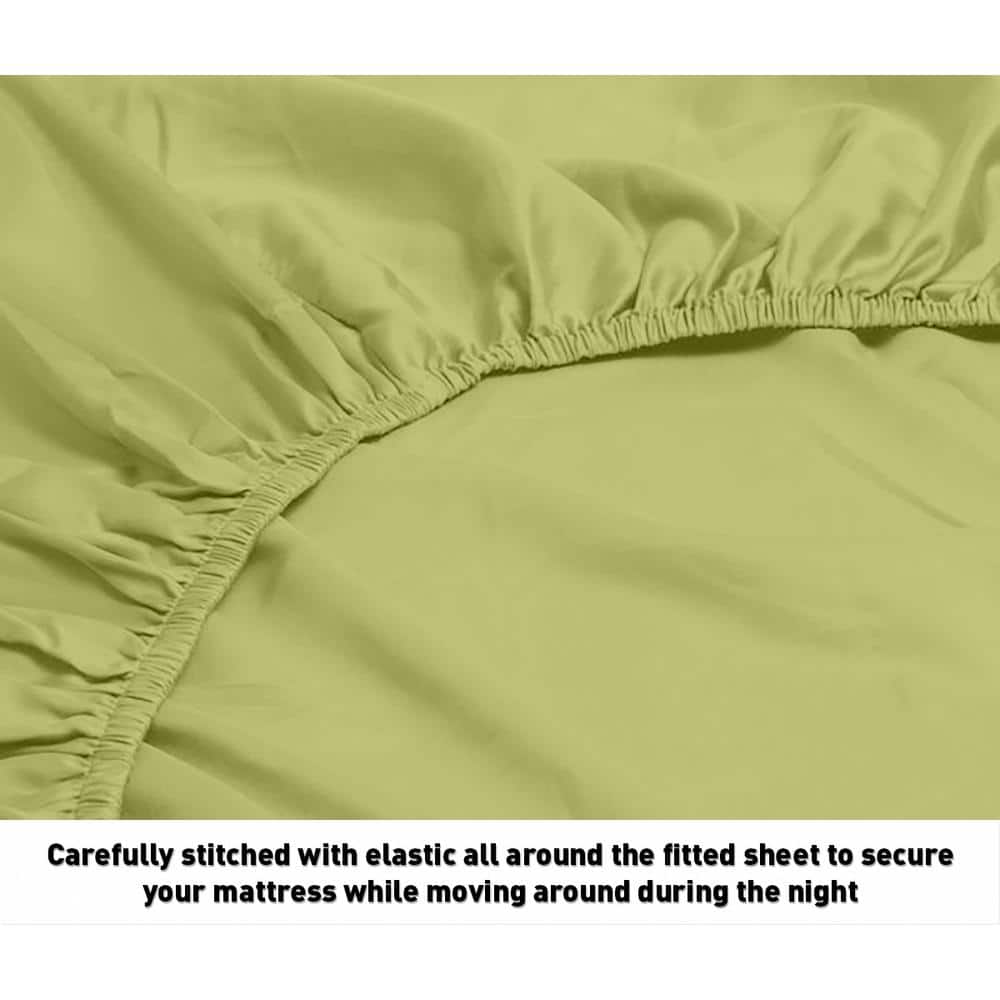 Sage Green 600-Thread Count Cotton Striped Twin Sheet Set