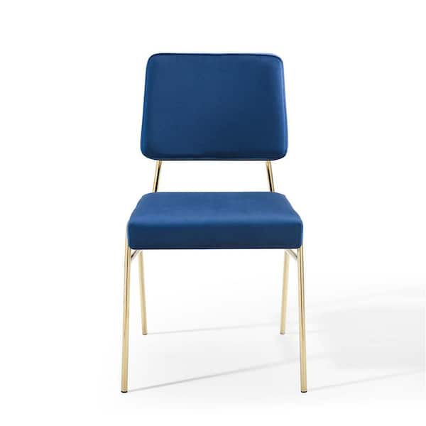 MODWAY Gold Navy Craft Performance Velvet Dining Side Chair