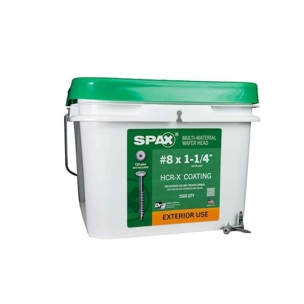 SPAX #8 x 1-1/4 in. Exterior Wafer Head Wood Screws Construction Torx T-Star Plus (2500 Each) Bulk Pail Bit Included
