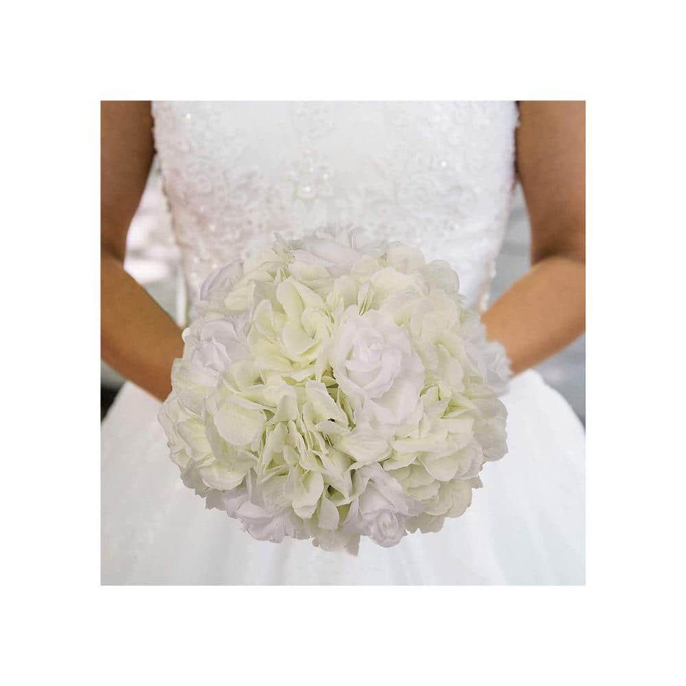 Artificial White Silk Hydrangea Picks with 7 in. Flower Heads - 10 Pack, Fl