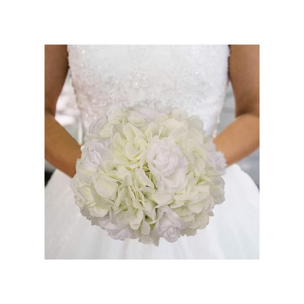 Unbranded Artificial White Silk Hydrangea Picks with 7 in. Flower Heads - 10 Pack, Floral Home by Artificial Flowers