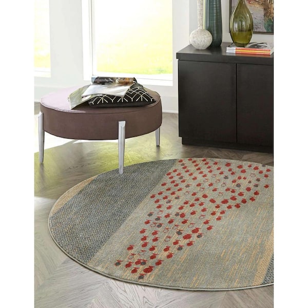 Fars Jordan Light Blue 3' 3 x 3' 3 Round Rug