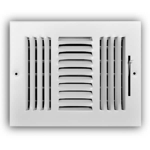 Everbilt 8 in. x 6 in. 3-Way Steel Wall/Ceiling Register in White