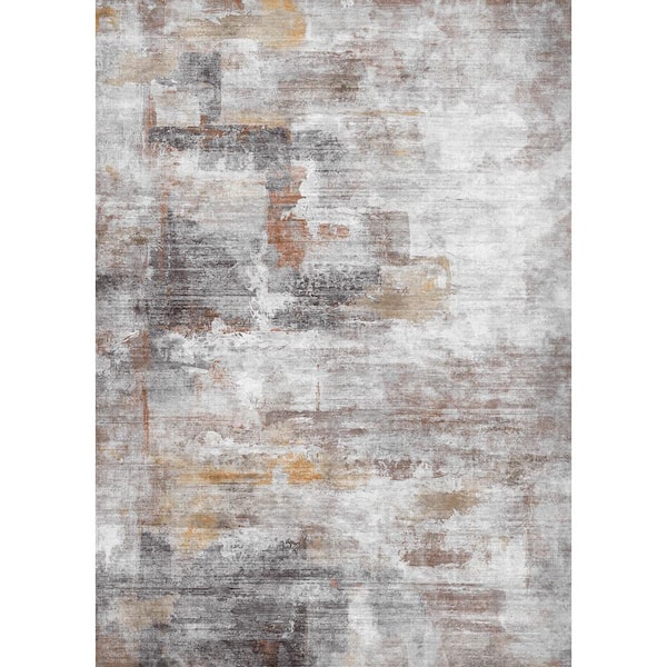 HaiiMeid Monet Grey/Red 5 ft. x 7 ft. Modern Abstract Area Rug