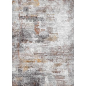 Monet Grey/Red 6 ft. x 9 ft. Modern Abstract Area Rug