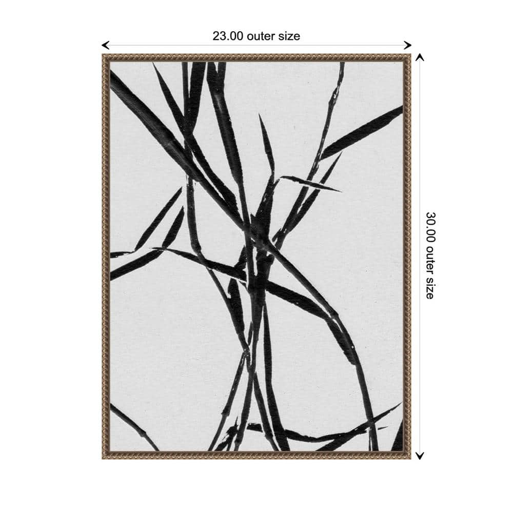 Grass Detail White Abstract Canvas Art with Bronze Frame