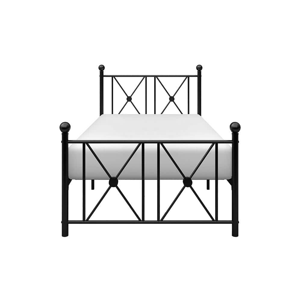 Mardelle Black Twin Metal Platform Bed with Headboard