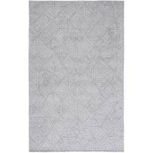 Textual Gray Doormat 3 ft. x 5 ft. Native American Area Rug