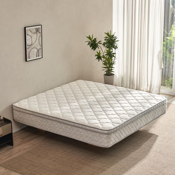 White & Gray King Size Hybrid Twin Medium Firmness Mattress-Memory Foam 10 in. Pocket Springs for Support Mattress