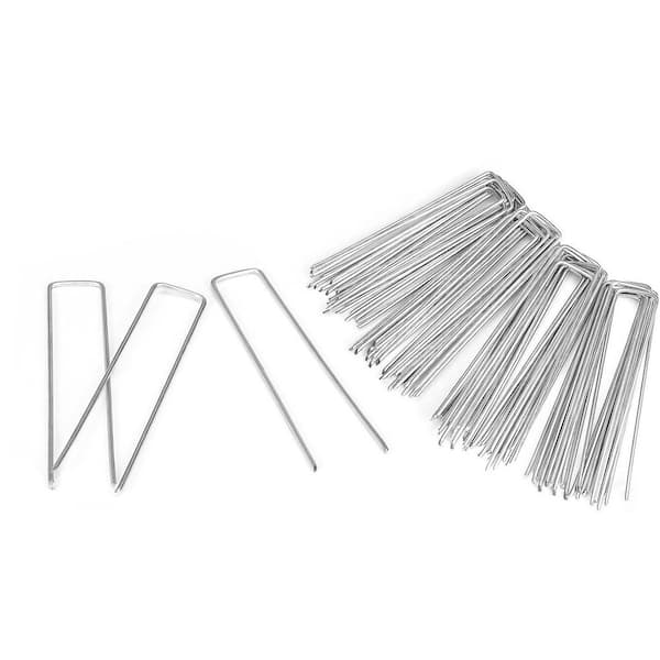 Justincity 120 Pack 1.18 In. Galvanized U-Shaped Garden Staples 11 Gauge Lawn Ground Fence Stakes for Anchoring Fabric