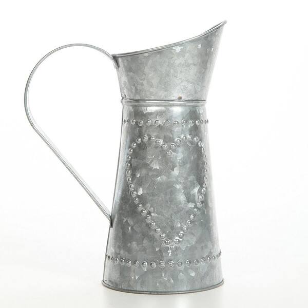 Country new large Antiqued Brushed tin decor pitcher 