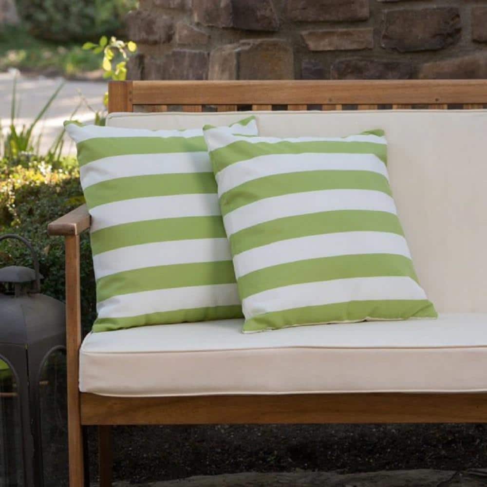 18 in. W x 18 in. H Green Stripe Outdoor Throw Pillow, Water Resistant Lumb