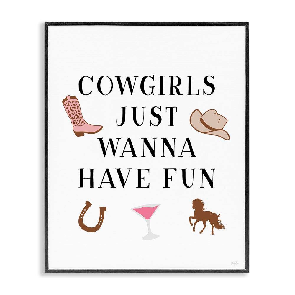 Cowgirls Wanna Have Fun by Natalie Carpentieri Black Framed Typography Giclee Art Print 14 in. x 11 in. price history on PriceWatchPro
