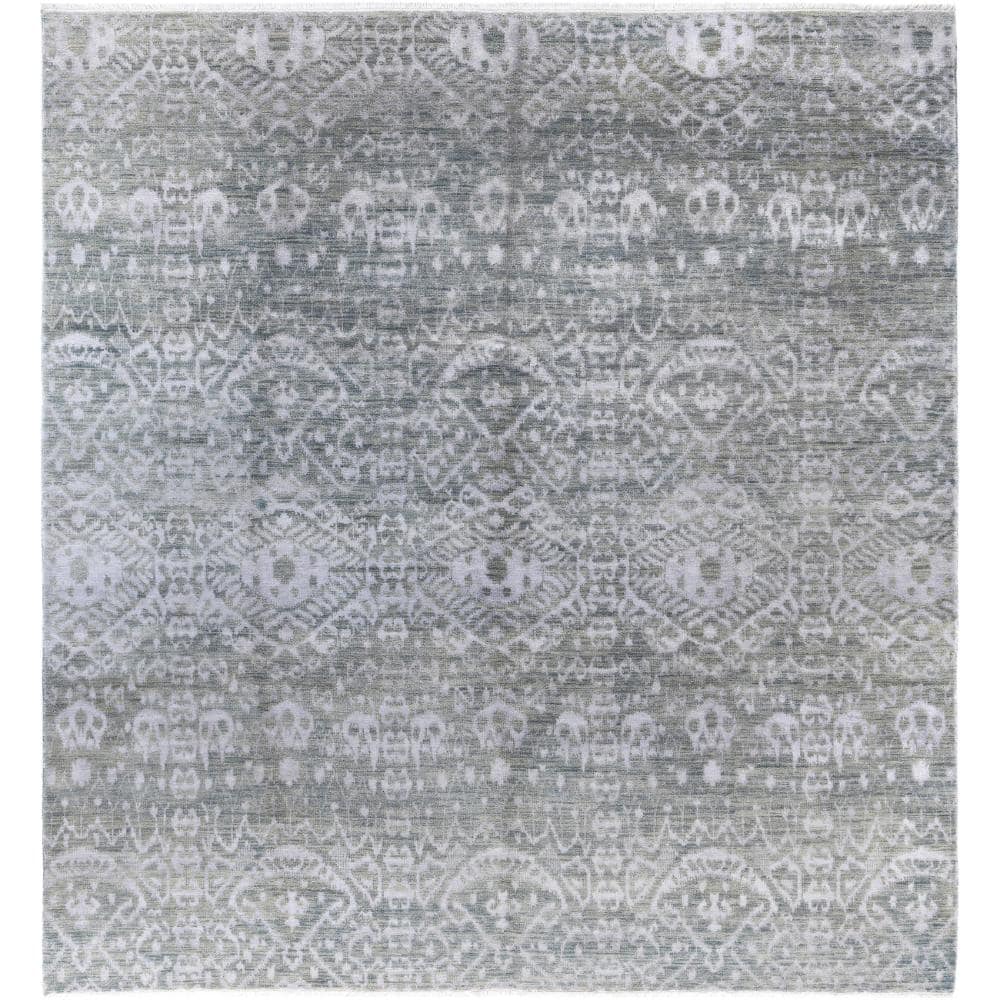 Ikat Gray 9 X 12 Hand-Knotted Wool Silk Indoor Area Rug price history on PriceWatchPro