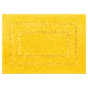 Cotton Reversible Fiesta Yellow 21 in. x 34 in. Yellow Cotton Machine Washable Bath Mat
