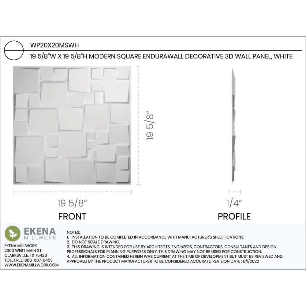 White Textured PVC 3D Wall Panel 19.63" x 19.63"