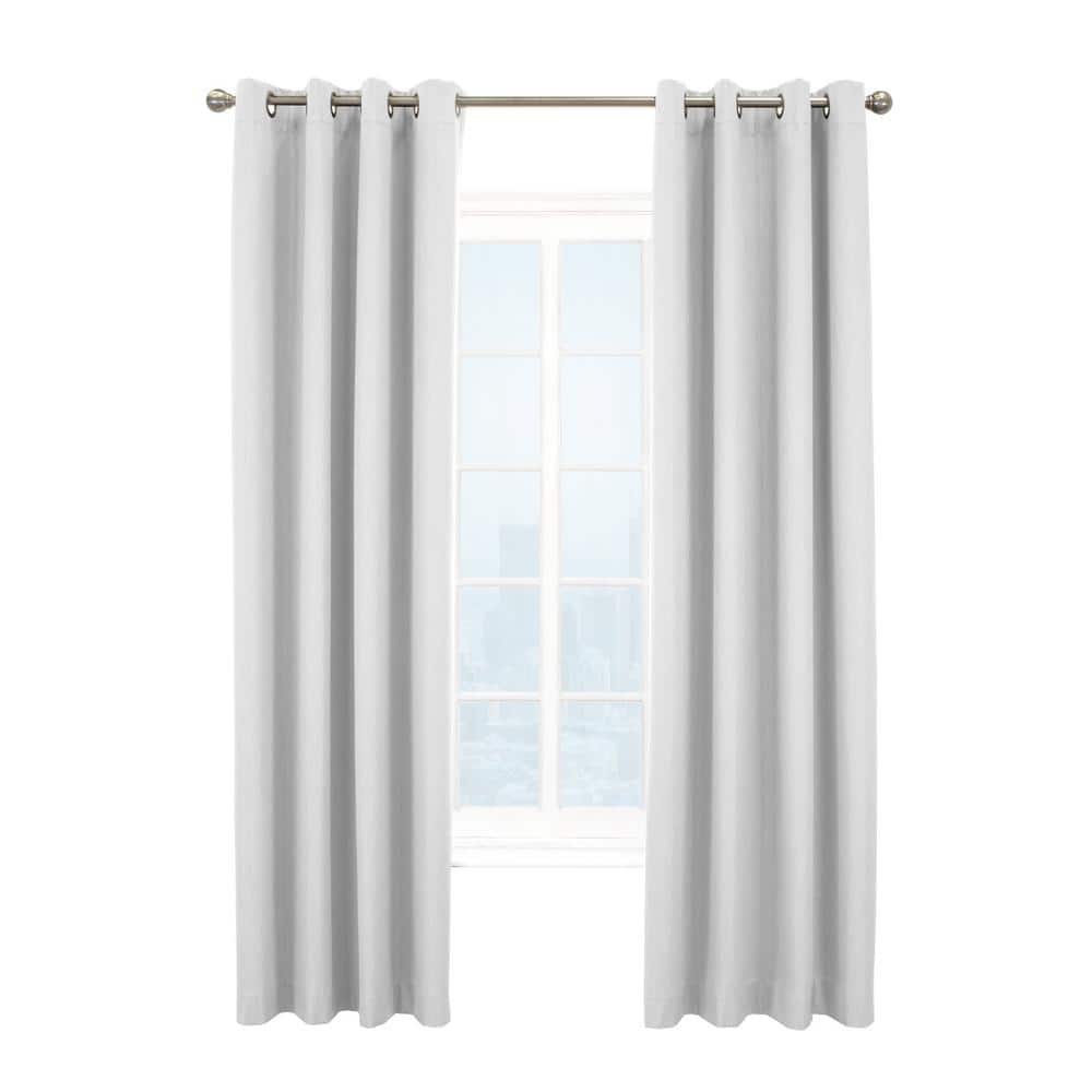 Kelly White Polyester Textured 52 in. W x 95 in. L Grommet Indoor Blackout 