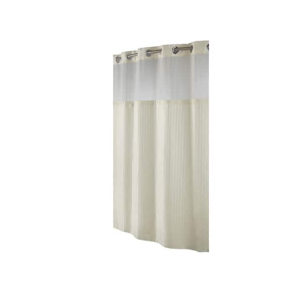 Hookless Shower Curtain in Beige Herringbone