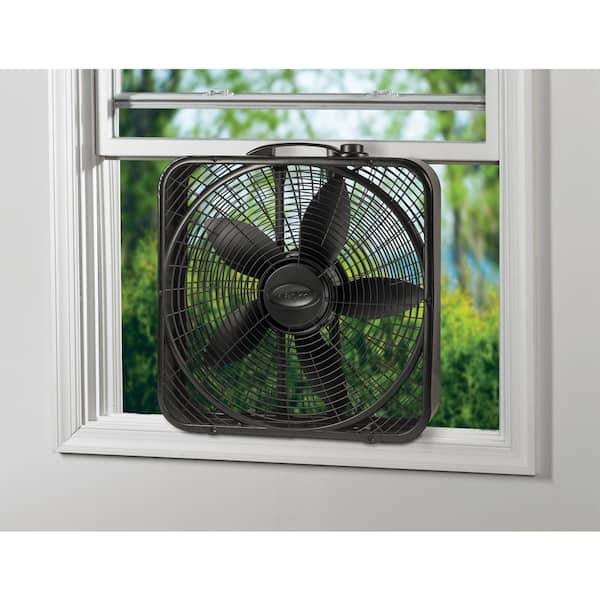 Lasko 20 3-Speed Power Plus Black Box Fan with Innovative Wind