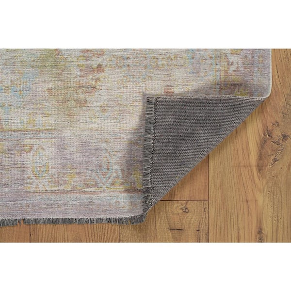 Lena Lilac and Green 5 ft. x 7 ft. Transitional Woven Oriental Polyester Rectangle Indoor Area Rug