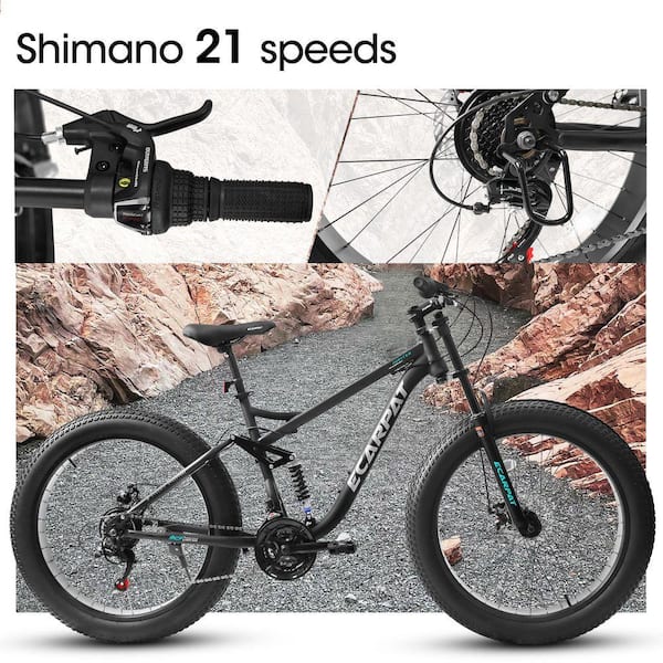Tenleaf 26 in. x 4 in. Fat Tire Steel Frame Bike Full-Suspension