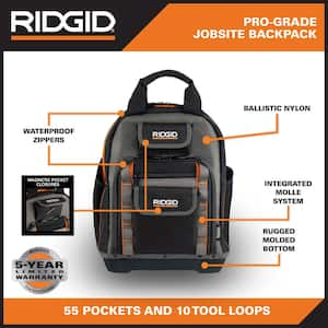 15 in. 55 Pocket Professional Grade Tool Backpack