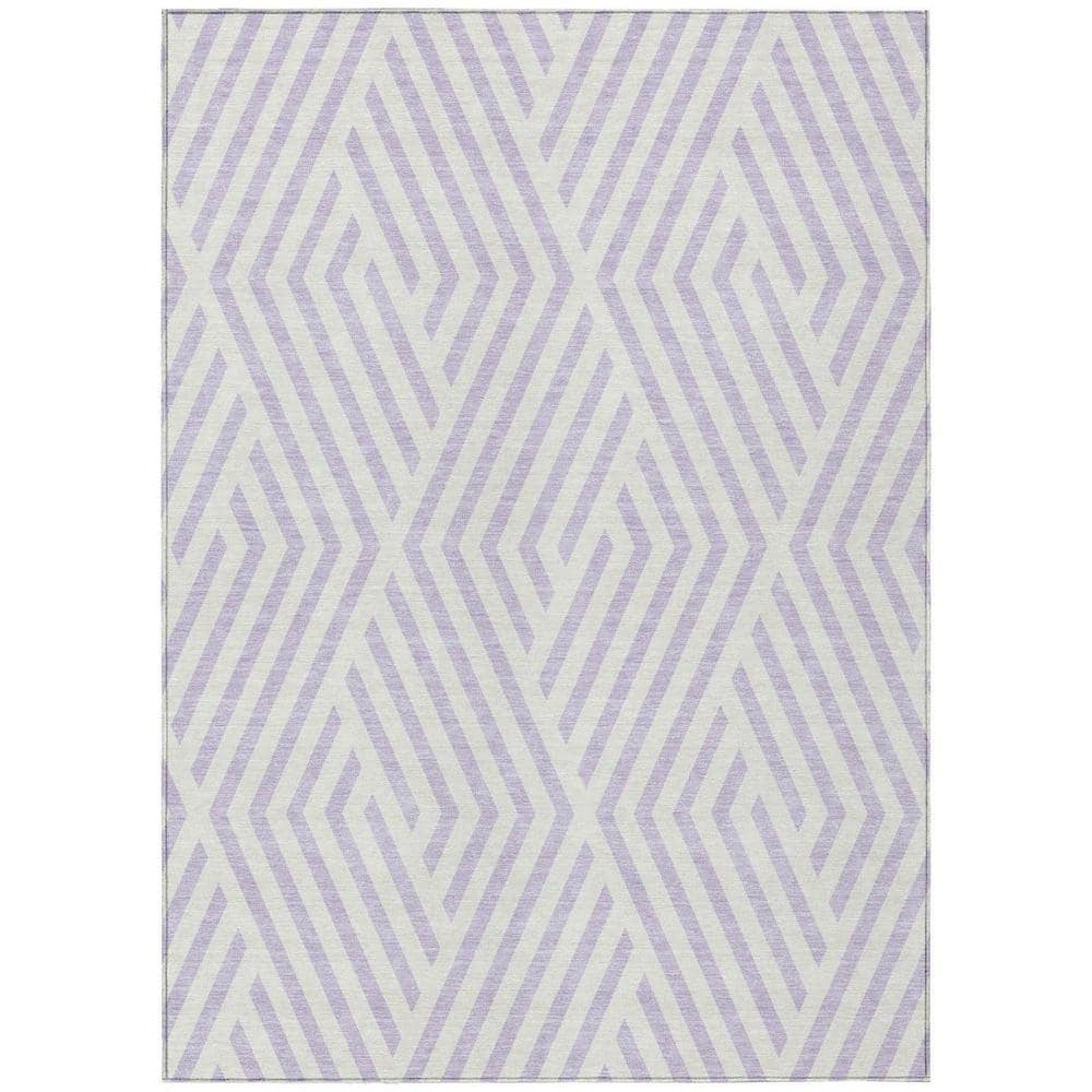 Lavender and Ivory 10 ft. x 14 ft. Woven Geometric Rectangle Indoor/Outdoor Area Rug price history on PriceWatchPro