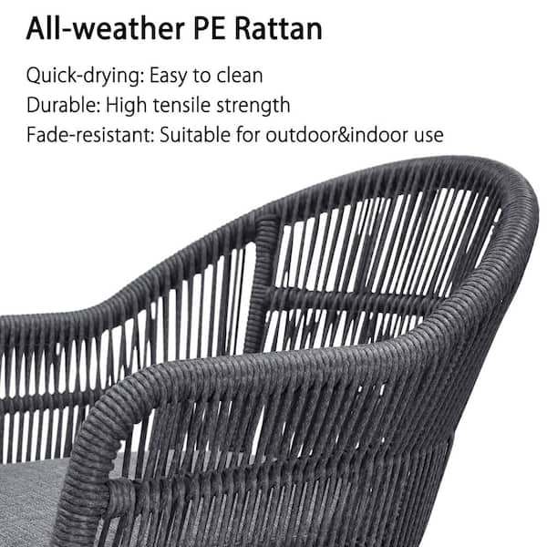 9-Piece Aluminum All-Weather PE Rattan Rectangular Outdoor Dining Set with Cushion, Grey