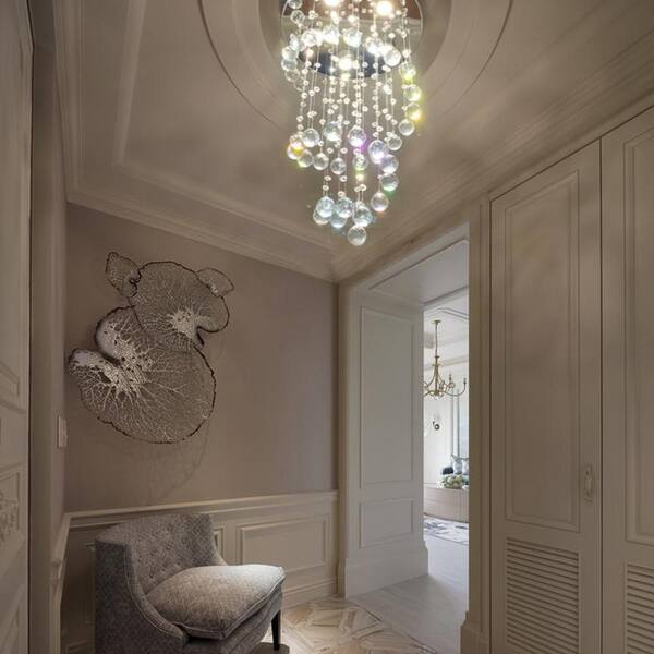 Sefinn Four Modern 16 in. 5-Light Flush Mount Crystal Chandelier