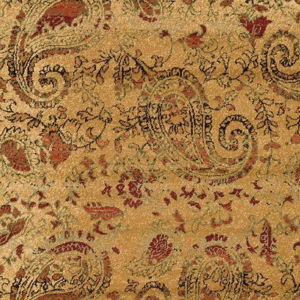Beige and Multicolor Paisley Medium Pile Area Rug 6' x 9'