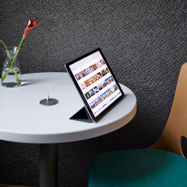 Round 15 Amp 1-Outlet and 2 Type A/C USB Nickel Recessed Furniture Power Strip with 6 Ft. Cord