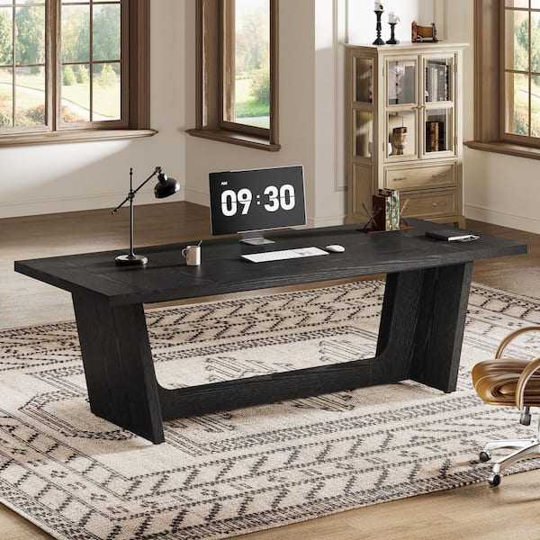 BYBLIGHT 70.87 in. Rectangular Black Wood Executive Computer Desk
