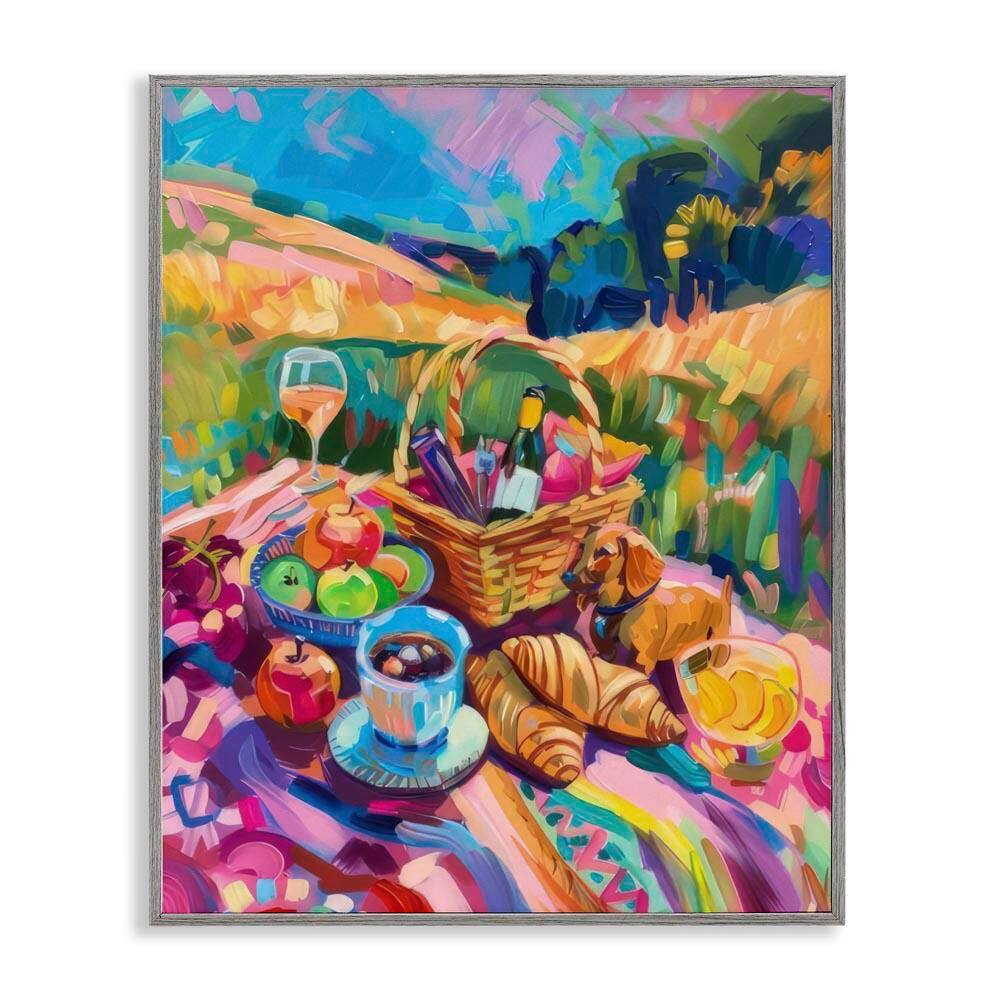 Bright Impressionist Picnic by LSR Design Studio Gray Framed Food Giclee Art Print 20 in. x 16 in. price history on PriceWatchPro