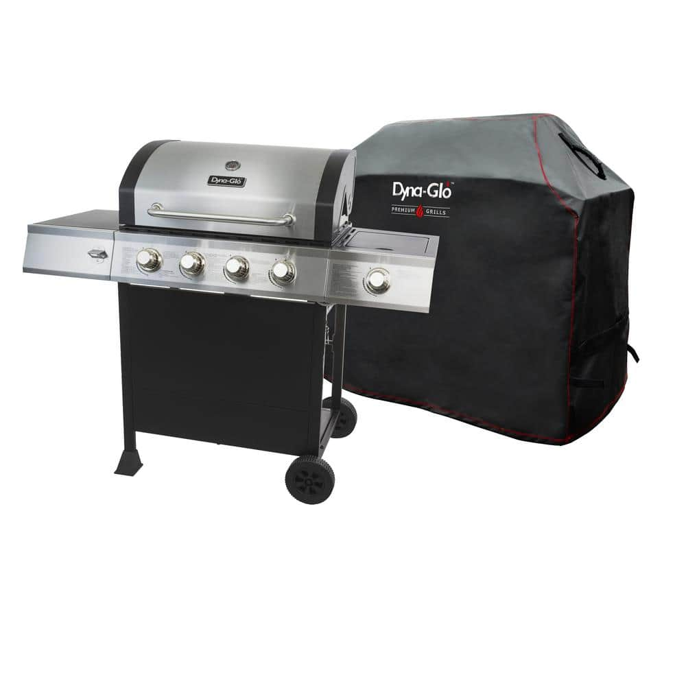 Dyna Glo 4 Burner Open Cart Propane Gas Grill in Stainless Steel