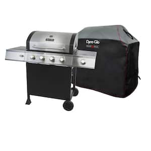 4 Burner Open Cart Propane Gas Grill in Stainless Steel with Premium 4 Burner Gas Grill Cover