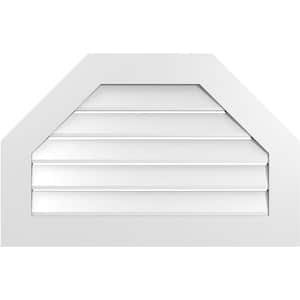 34 in. x 22 in. Octagonal Top Surface Mount PVC Gable Vent: Functional with Standard Frame