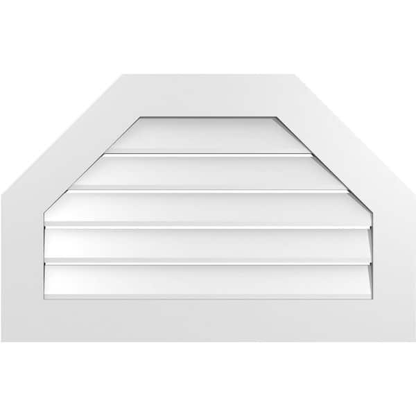 Ekena Millwork 34 in. x 22 in. Octagonal Top Surface Mount PVC Gable Vent: Functional with Standard Frame