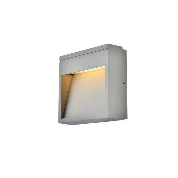 Timeless Home 1 Light Square Silver Led Outdoor Wall Sconce