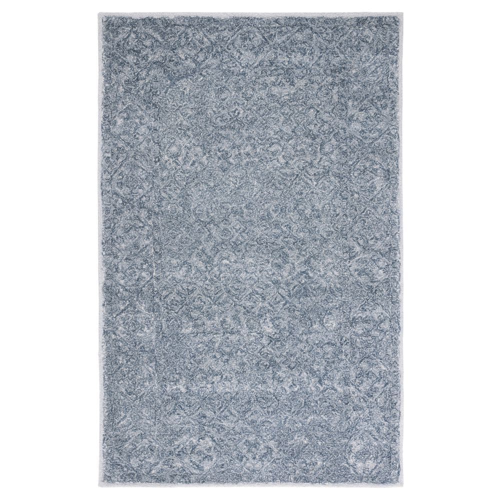Handmade Blue and Grey Wool Tufted 4' x 6' Area Rug