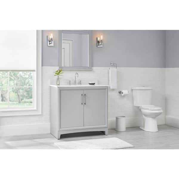 Glacier Bay Hillcroft 36 in. W x 22 in. D x 34 in. H Bath Vanity Cabinet without Top in Light Gray